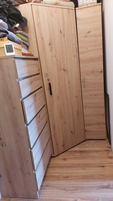 Szafa narożna komoda 6 szuflad słupek z pólkami i nadstawka NOWE
