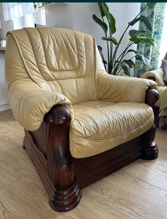 Skórzany wypoczynek komplet kanapy fotel