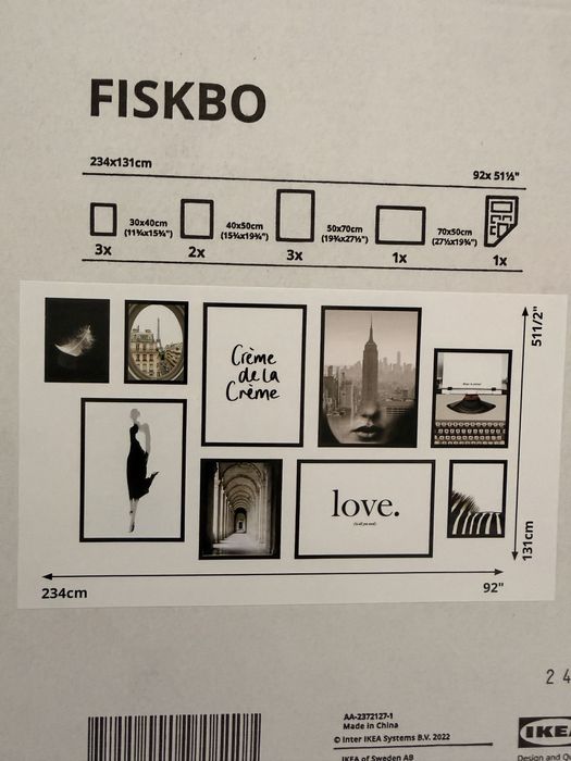 IKEA galeria 9 obrazow w ramkach