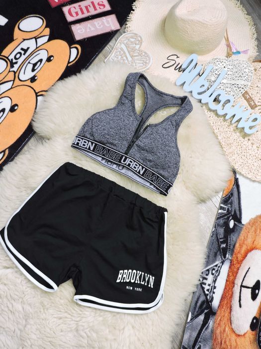 Urban biustonosz sportowy top push up + szorty S