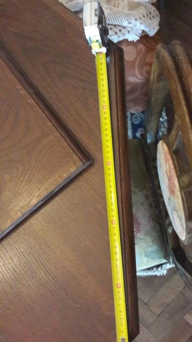 Mesa ortogonal de jantar de nogueira com 6 cadeiras