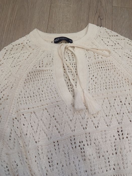 Тренд пляжна в'язана сукня парео накидка на пляж в сіточку прозора