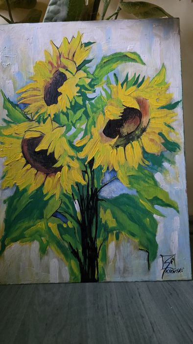 Obraz - Malowane słoneczniki