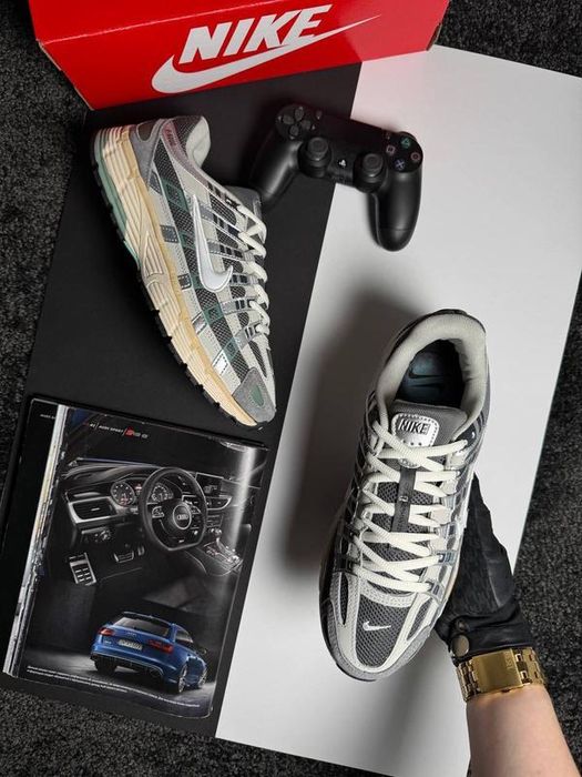 Жіночі Nike P-6000 Grey Green сіро-зелені люкс матеріали