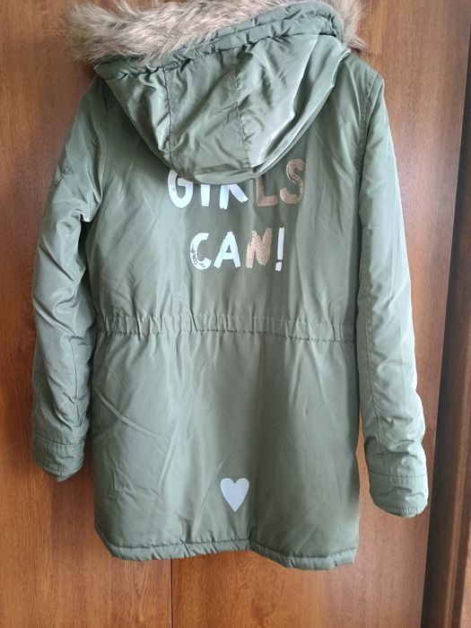 Zimowa Kurtka dziewczęca 158 zielona