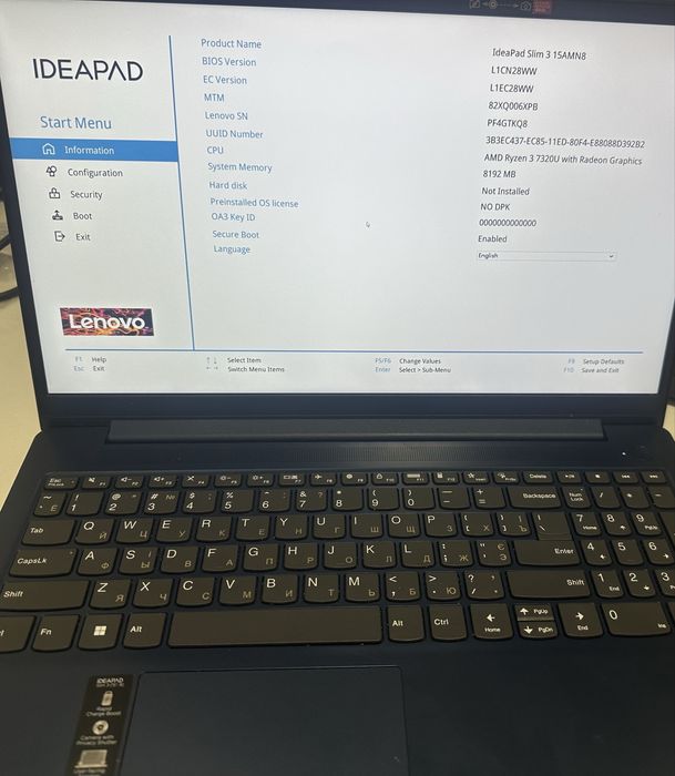 Продам lenovo ideapad slim 3 остатки
