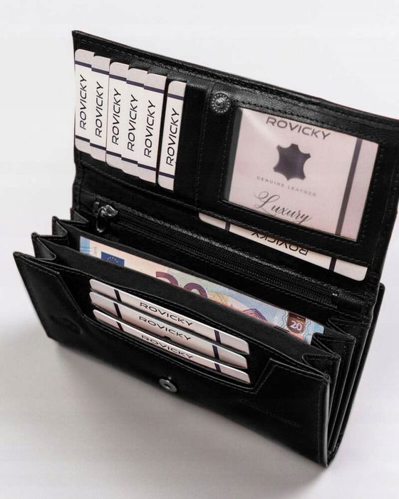 duży, skórzany portfel damski na zatrzask - 4u cavaldi