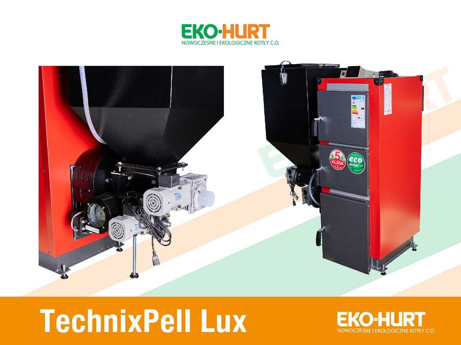 Kocioł TechnixPell Lux 38kW na pellet - piec z dotacją ECODESIGN, ZUM
