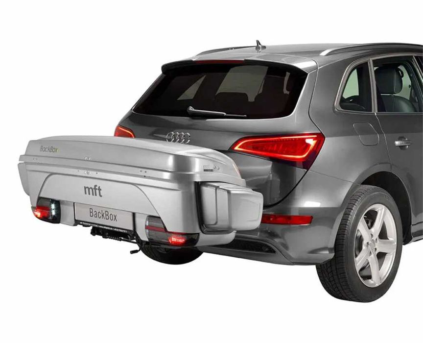 Wielofunkcyjna skrzynia transportowa, kufer, box na hak holowniczy BackBox MFT Transport Systems - srebrny