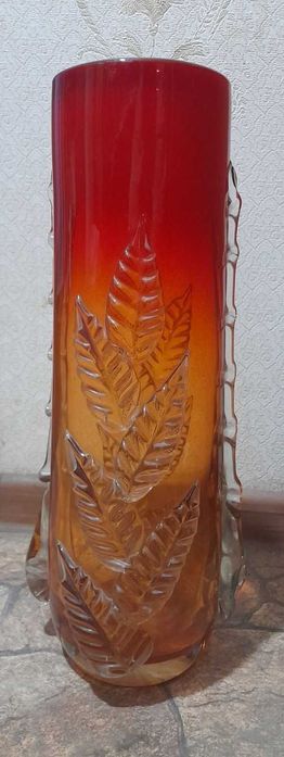 Ваза напольная Листопад  цветное стекло 39см