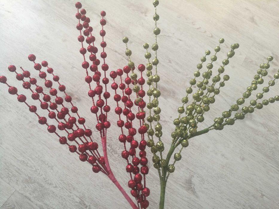 Gałązki ozdobne dekoracyjne świąteczne brokatowe nowe stroik