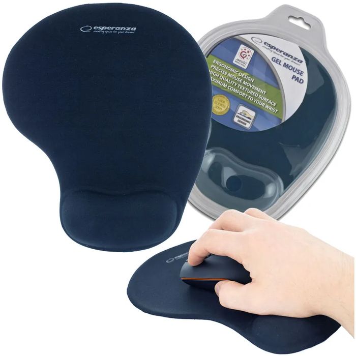 Podkładka żelowa pod mysz z ergonomiczną poduszką - granatowa EA137B