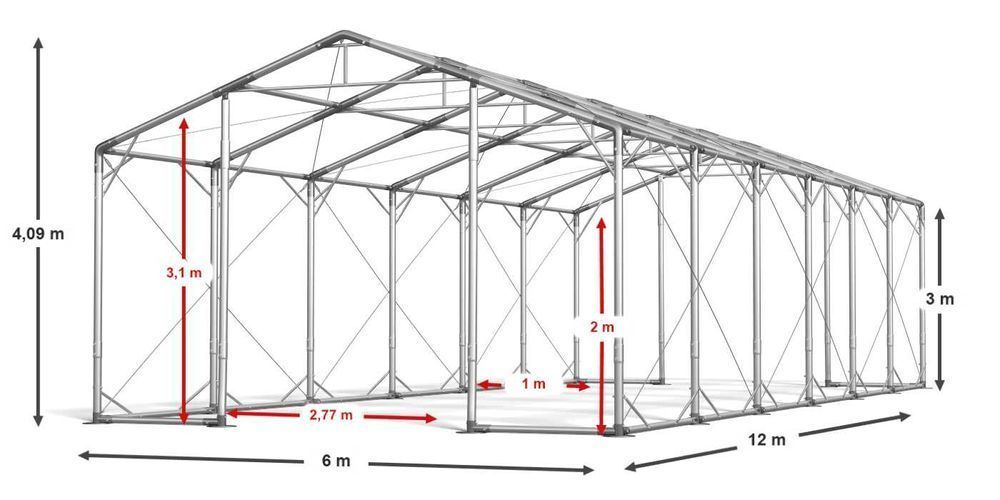 6x12x3m Namiot Magazynowy Całoroczny Wzmocniony Hala namiotowa DAS