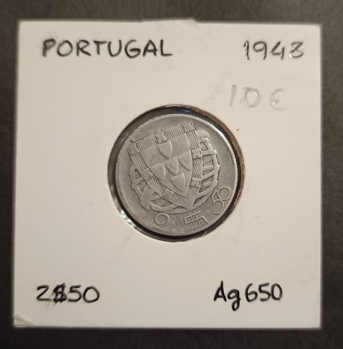 2$50  em prata de 1948  Caravelas Portuguesas