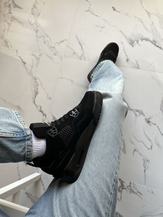 Чорні унісекс кросівки Nike air jordan 4 “Black Cat”, Jordan 4 Black