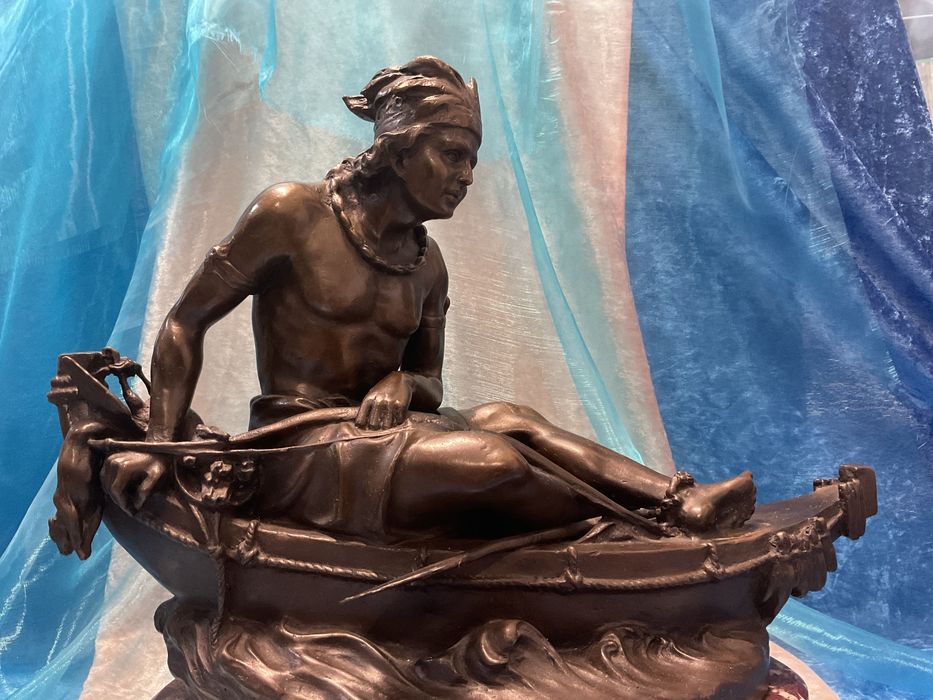 Escultura índio bronze 37 cm