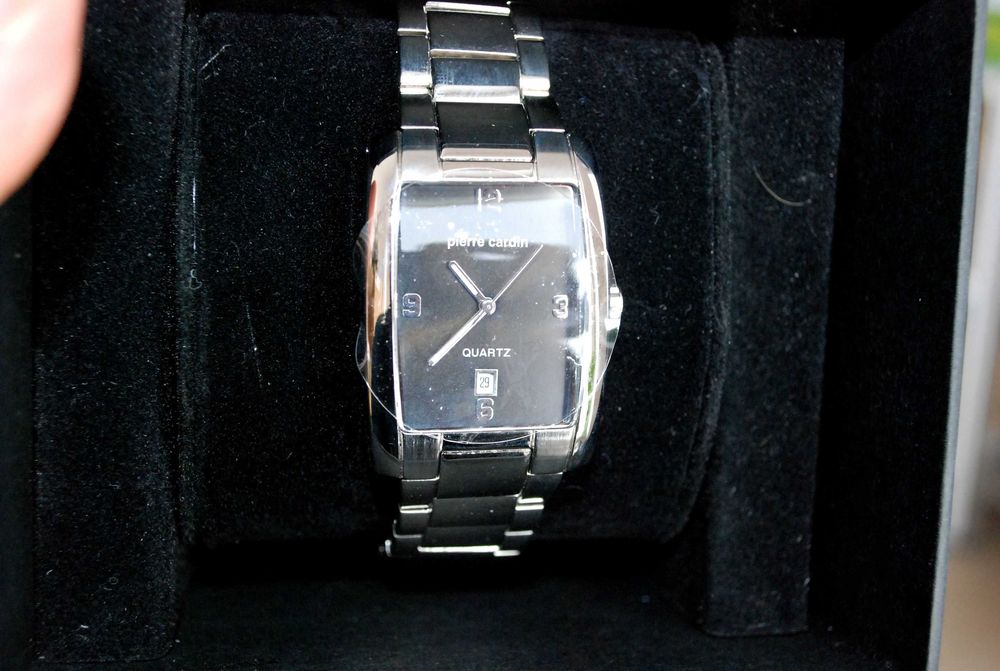 Nowy zegarek męski Pierre Cardin z datownikiem, bransoleta stal BOX