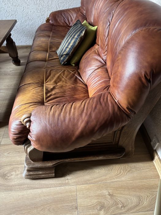 komplet wypoczynkowy skórzany