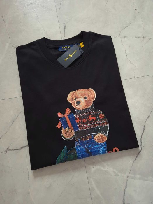 Ralph Lauren Bawełna M L XL XXL 3XL Czarny Męski T shirt Polo Bear