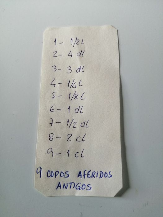 Copos antigos aferidos