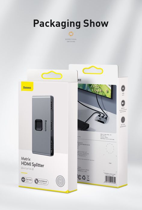 USB-Hub Baseus Matrix HDMI Switcher (2in1or 1in2) Space Gray.