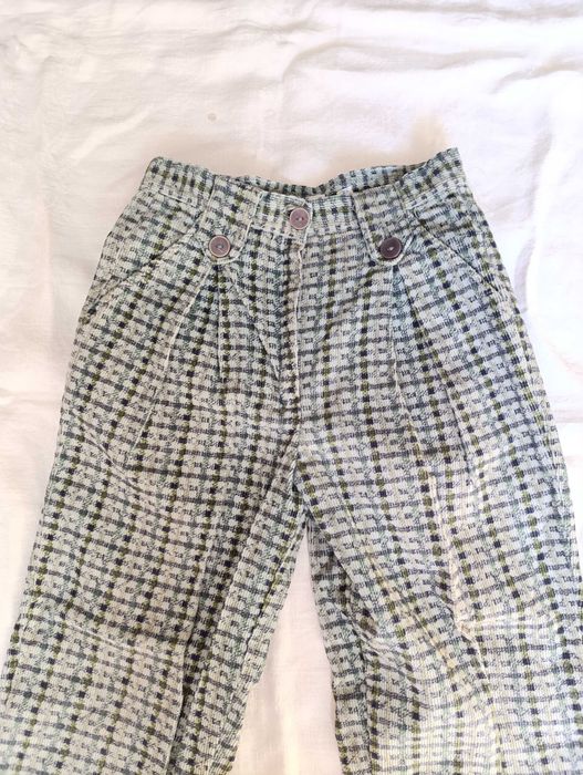 Штаны девичьи вельветовые в клеточку, брюки, размер 134