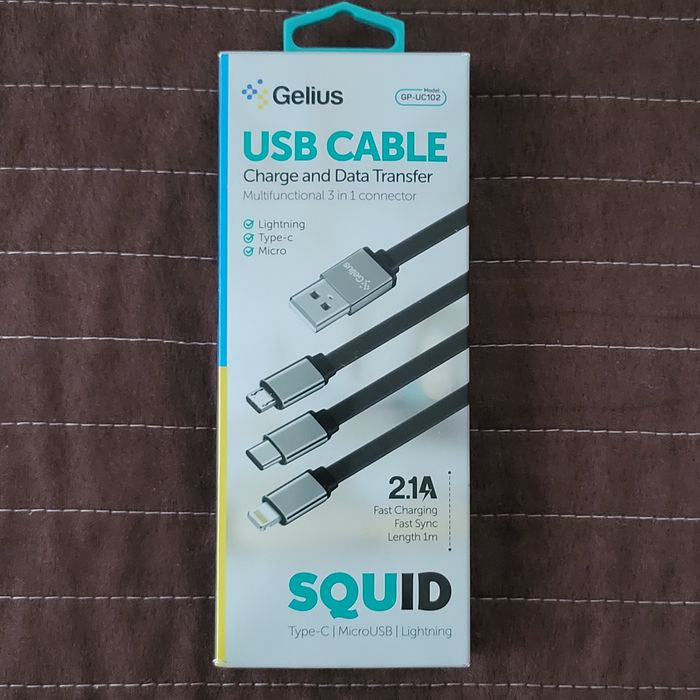 USB Cable Gelius Pro Squid GP-UC102 3in1 (Micro USB/Lightning/Type-C)