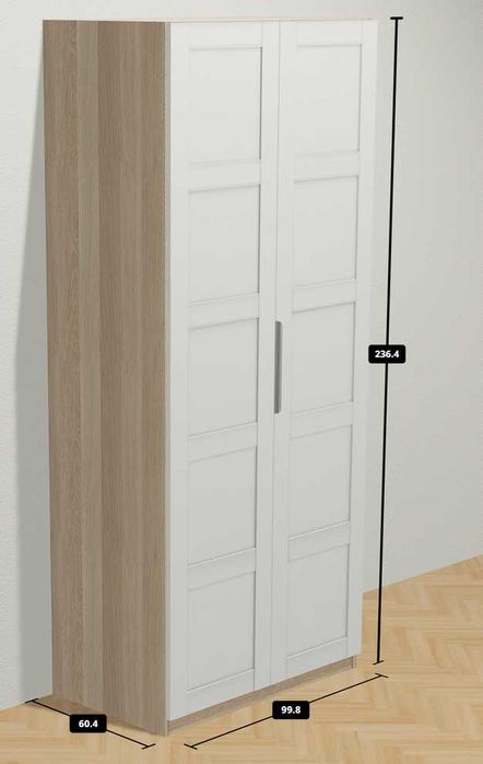 Szafa Ikea PAX 100x236x58  + drzwi z zawiasami + klamki + 4 półki
