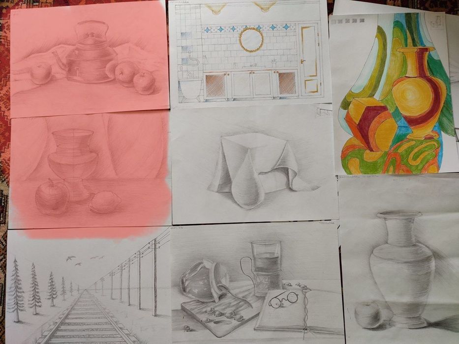 Постановки, академические рисунки на а3