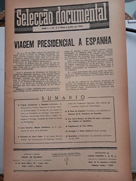 Selecção Documental-Anos 50-Estado Novo-Lt 10 Fascículos