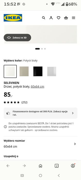 Front Selsviken Ikea biały połysk 2szt