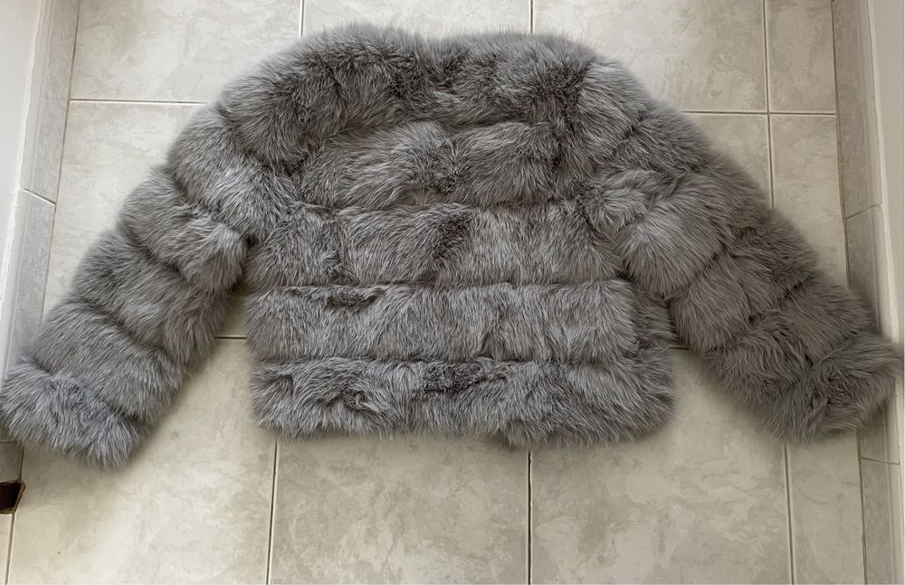 Casaco curto de pêlo cinzento (Fashion, tamanho XL)