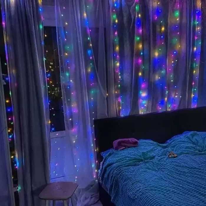 Гирлянда штора 3*2м Різнокольорова RGB Освещение Гірлянда