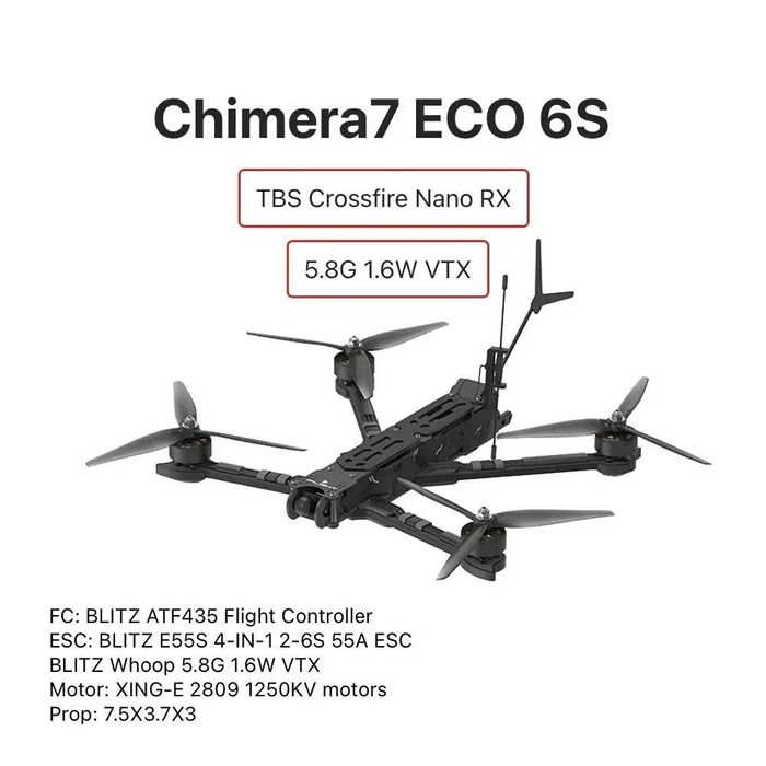 Дрон FPV iFlight Chimera7 ECO 7" 6S 5.8G 1.6W TBS NANO