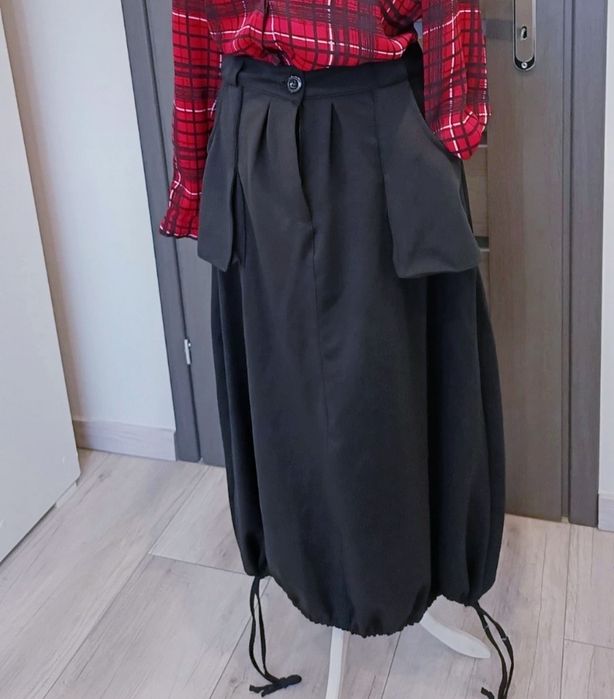 Dluga modna spodnica ze sciagaczem i kieszeniami vintage boho Nowa hip