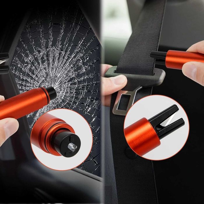 Młotek Bezpieczeństwa Nożyk do Pasów Wybijak Szyb 2w1