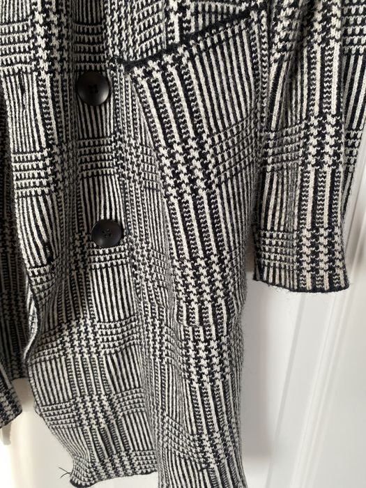 Sweter butikowy w kratkę pepitkę gruby dwurzędowy kieszenie