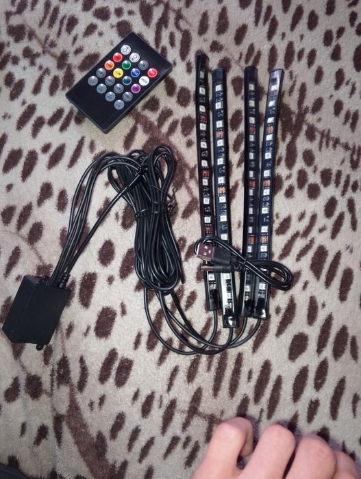 12 LED RGB світлодіодне підсвічування салону з пультом і мікрофоном