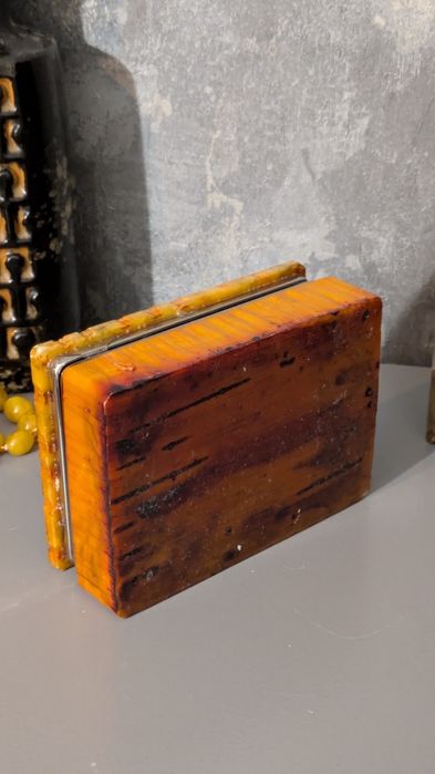 Szkatułka Vintage z bursztynowo - miodowego