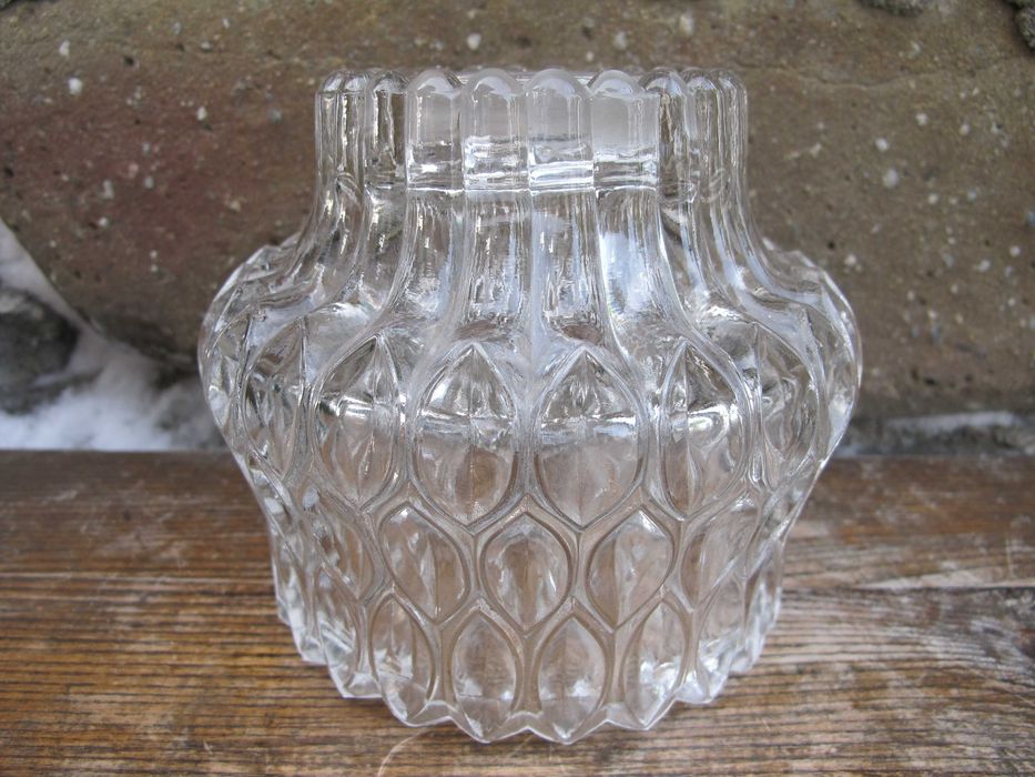 Stary szklany KRYSZTAŁOWY klosz_żyrandol_zwis_E 27