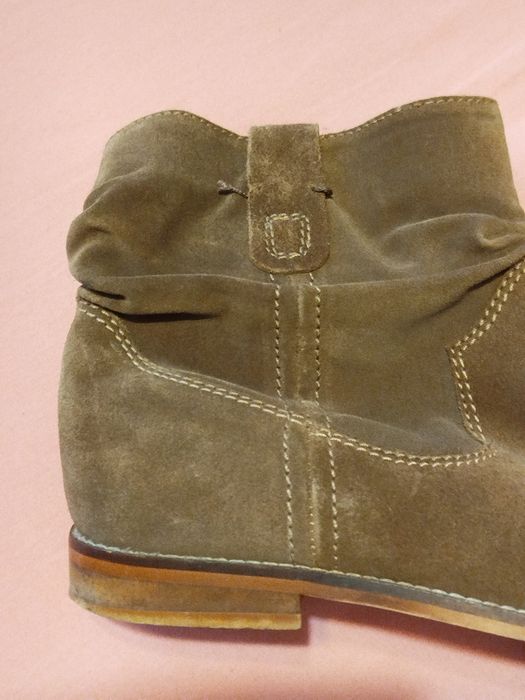 Brązowe skórzane zamszowe botki za kostkę Topshop 40