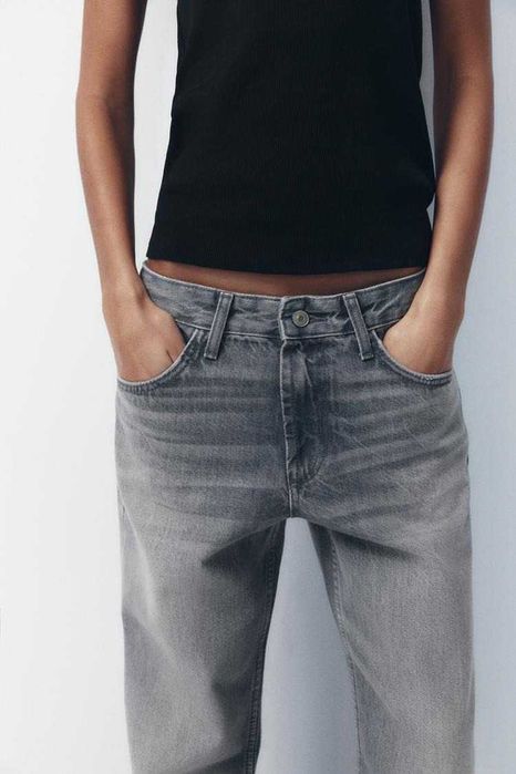 Джинси zara джинси trf wide leg mid rise full length