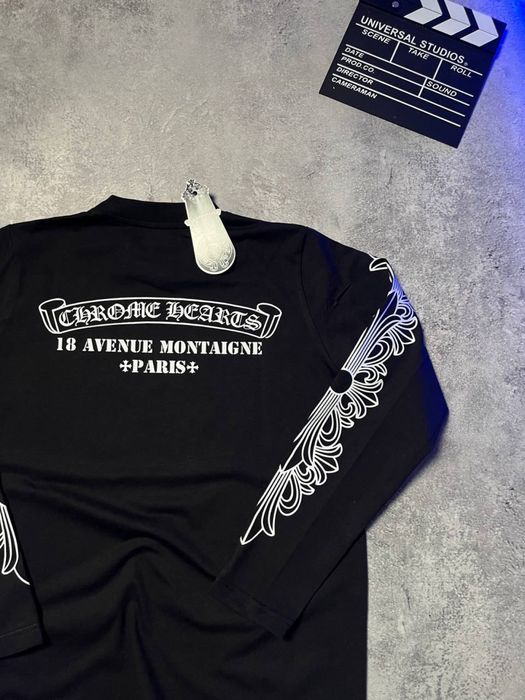 Кофта Chrome Hearts черная // Лонгслив хром хардс
