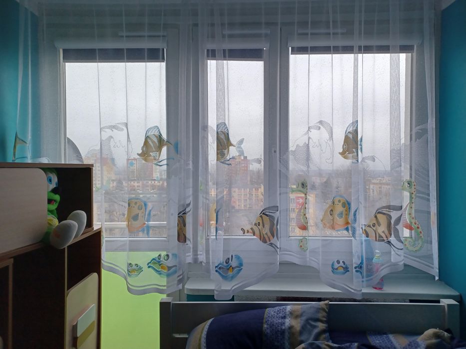 firanka żakardowa z rybkami