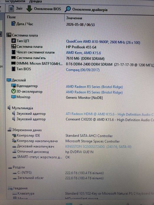 Ноутбук HP ProBook 455 G4 15.6" | 8GB DDR4 | SSD 240GB | 4 ядра