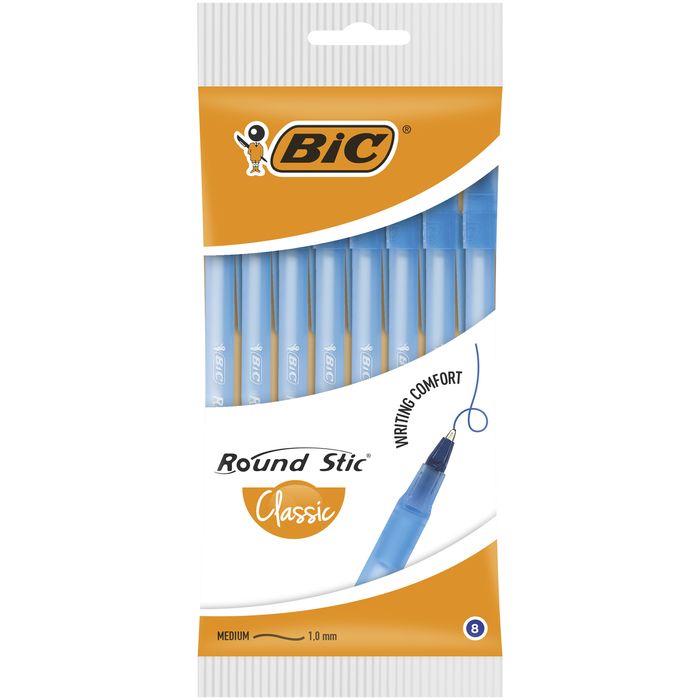 Długopis Round Stic Classic Bic Niebieski Pouch 8 Szt