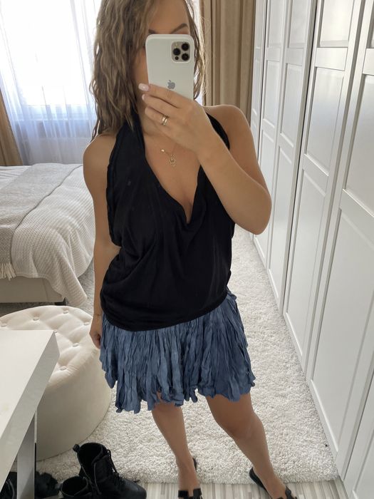 Bluzka top tunika Robert Kupisz czarna odkryte plecy wiazana