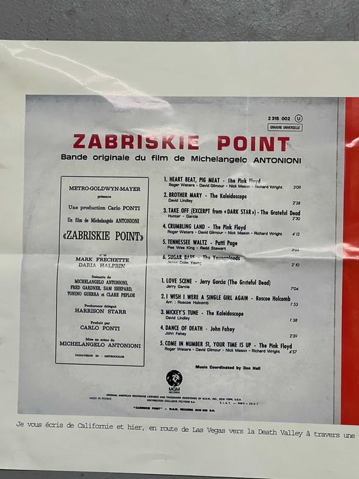 Poster de Zabriskie point de Antonioni