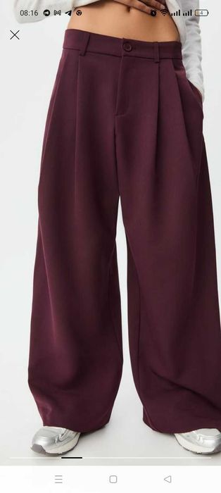 Штани широкі бордові Bershkа, Stradivarius 40 р