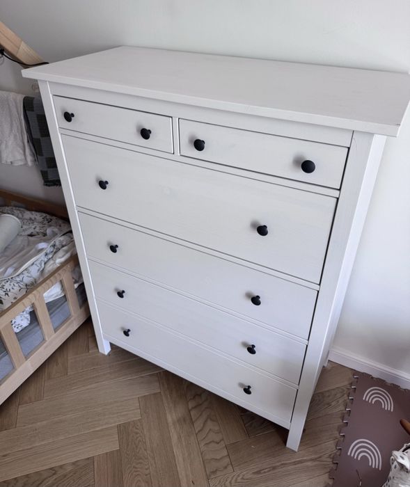 Wysoka komoda IKEA HEMNES – 6 szuflad, biała